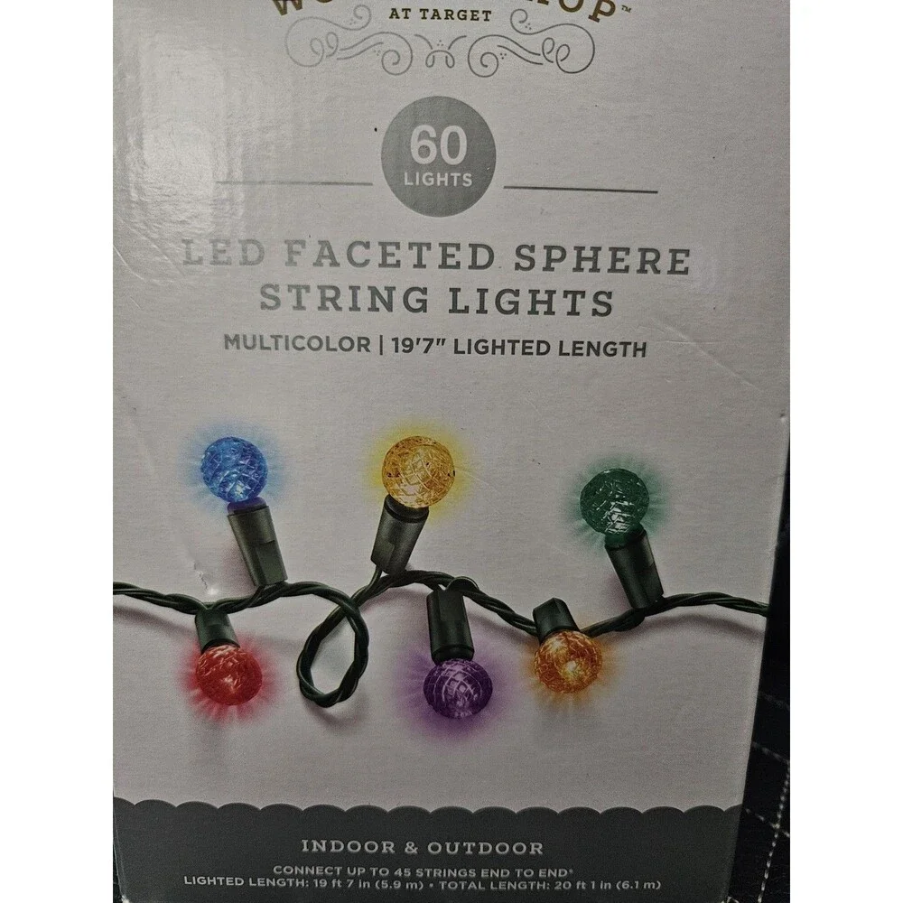 Wondershop LED Faceted Sphere String Lights 60-Multicolor Lights Indoor/Outdoor